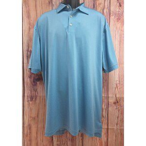 Peter Millar Summer Comfort Blue Patterned Polo Shirt XL